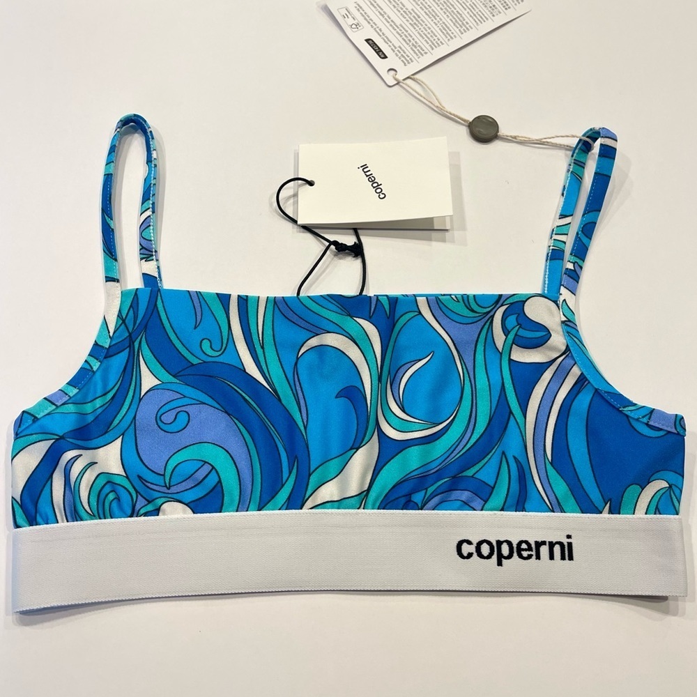 NWT Coperni bralette banded branded top in acid blue , brand NEW - Picture 2 of 8